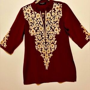 Presence Bo Ho floral lace appliqué  Tunic